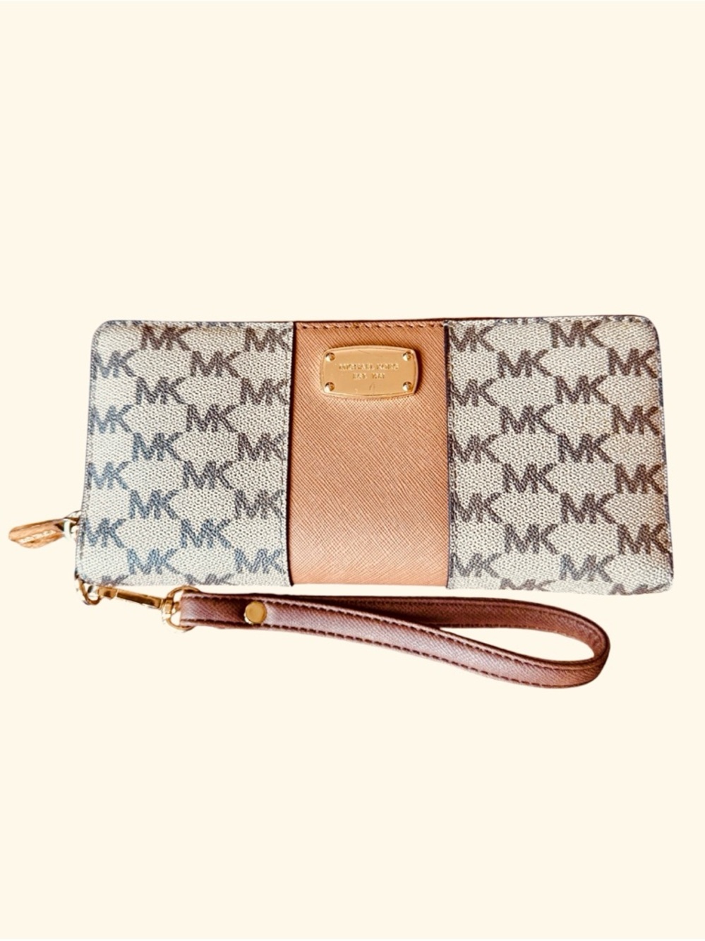 Michael Kors Continental Stripe Wallet Wristlet travel jet set EUC